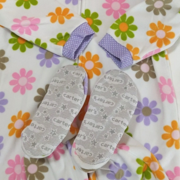 carter's retro floral fleece zipper footie sleeper pajamas 4T toddler girls - Picture 2 of 5